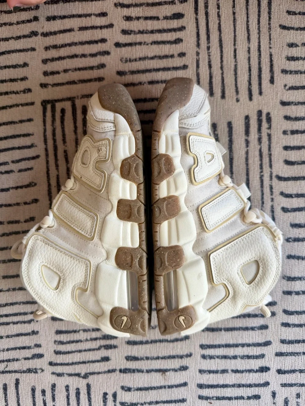 Nike Kids White and Tan Air More Uptempo Sneakers